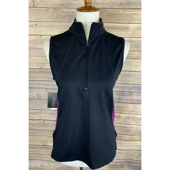 New York And Co InMotion Womens Large Half Zip Activewear Top Block Style Tank - Picture 1 of 9